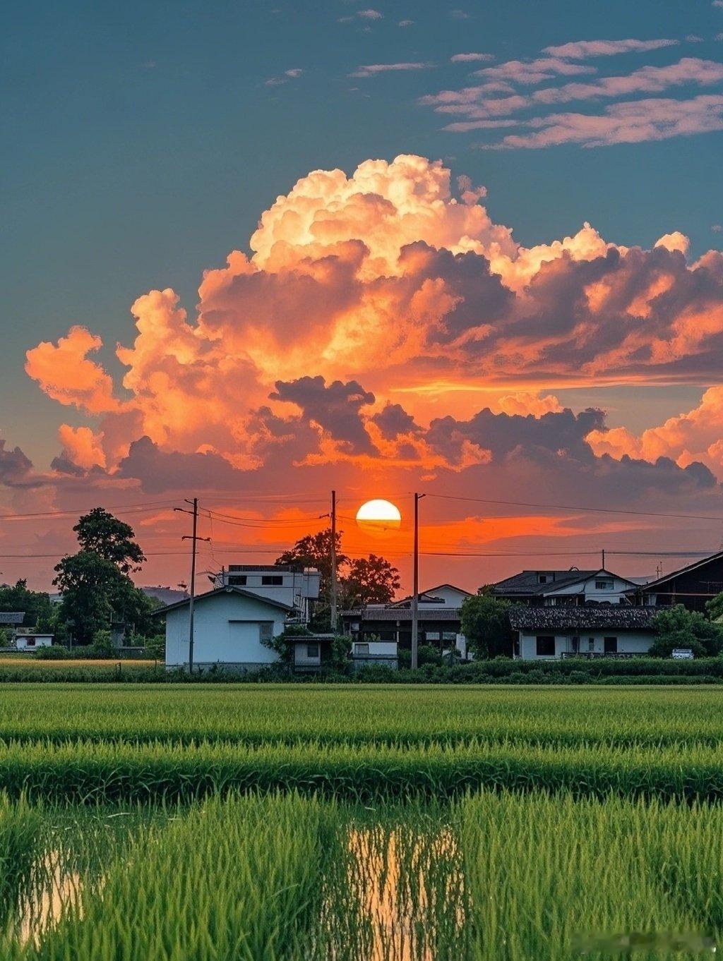 爱上的家乡的落日，太有感觉了 。 