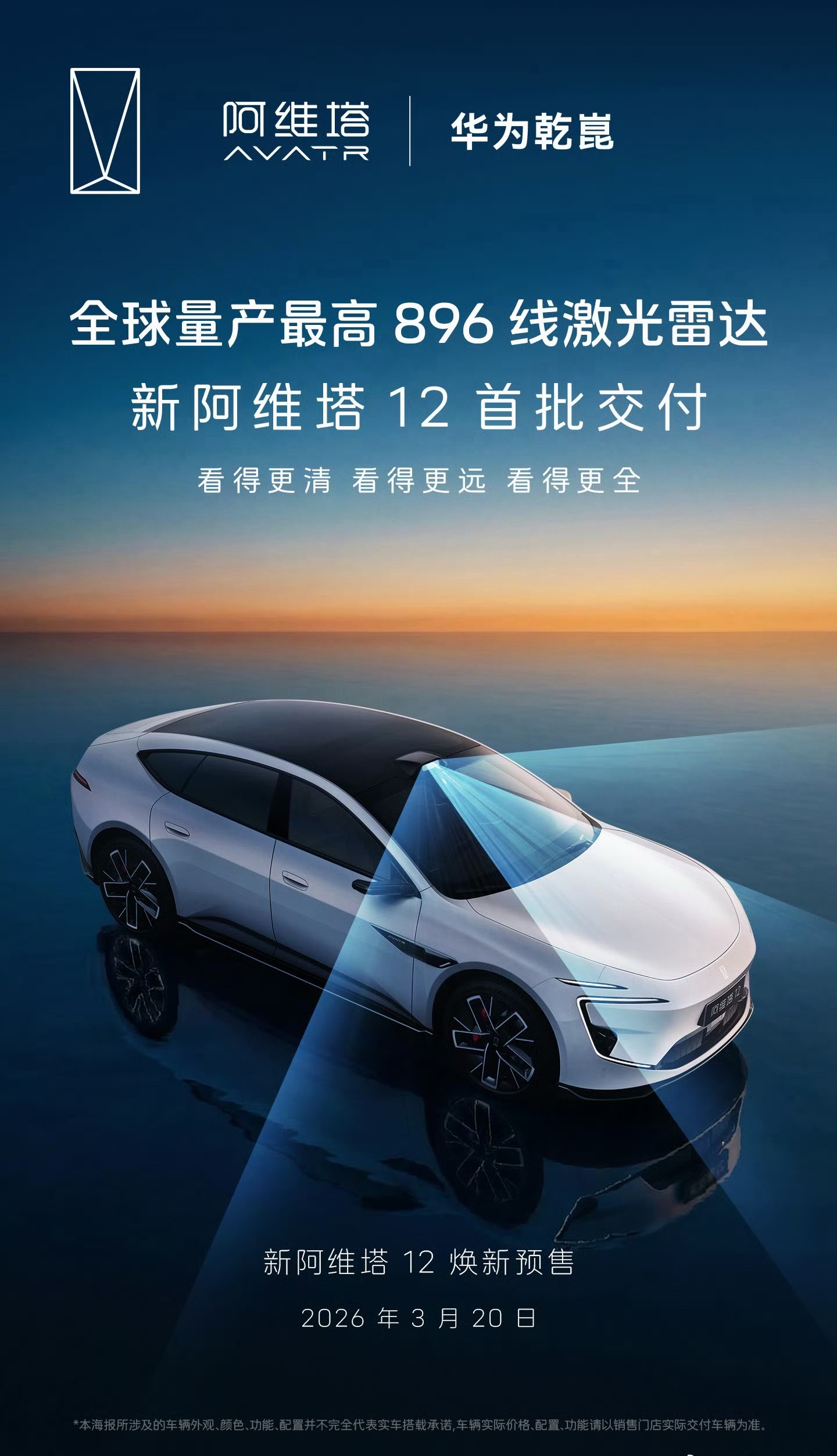 阿维塔有点快啊，马上就跟进了896线激光雷达