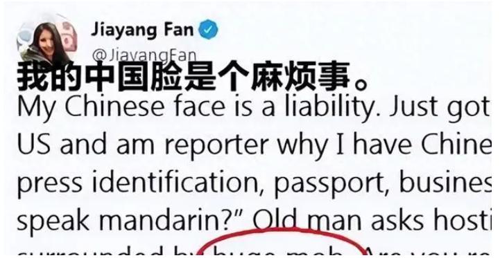 “我痛恨自己长了一张中国脸。”2018年，美国华裔女记者到处抹黑中国，不曾想，在