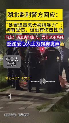 晚上公园，一条没拴绳的大狗追着孩子跑。家长吓得直喊，孩子哭得撕心裂肺。民警赶到，