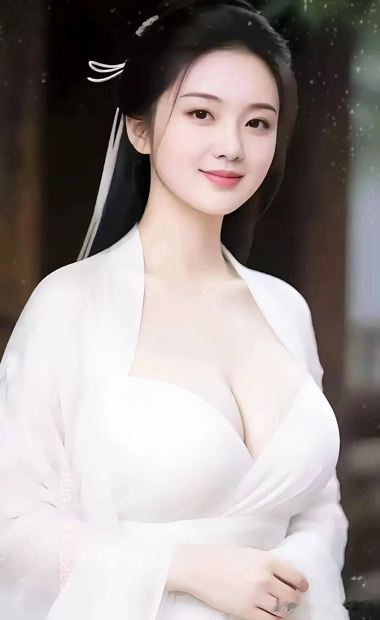 古风美女，白衣飘飘，宛如画中仙