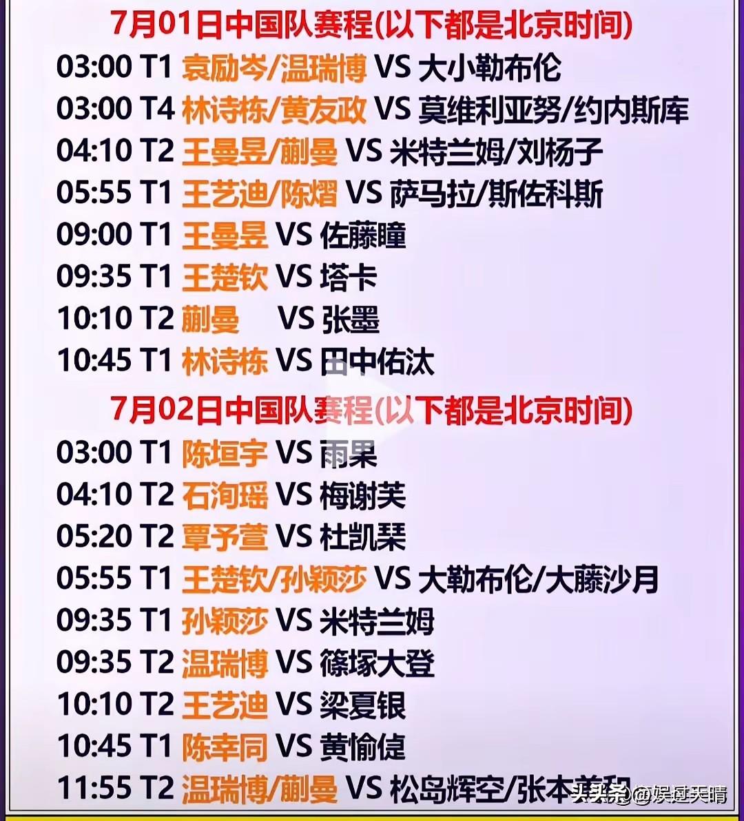 越看越觉得离谱，
莎莎的赛程安排能不能合理些啊？

7月2日早上最后一场出战混双