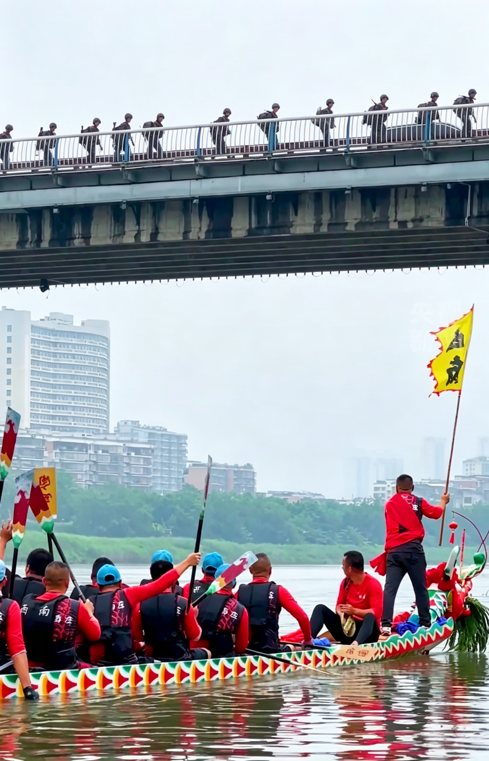 中国式浪漫！这是端午节最佳照片这画面在网络刷屏了——福建福州，龙舟上的队员们敲锣