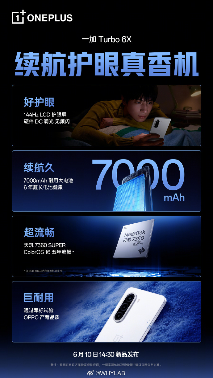 一加 Turbo 6X 系列下午发布，千元机，猜下起售价？一加 Turbo 6X