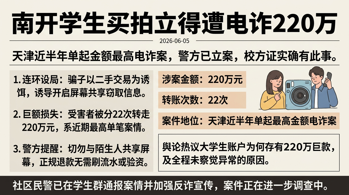 南开大学一学生被电诈220万被保护的太好了吧这么好忽悠