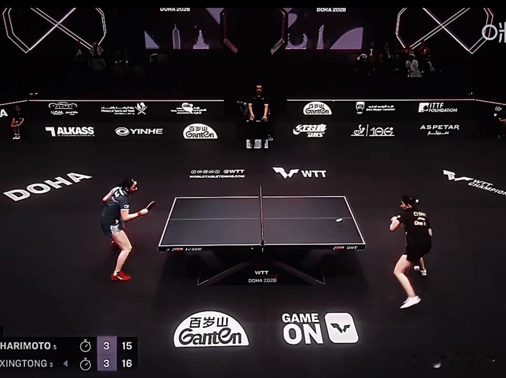 WTT冠军赛多哈站女单1/4决赛陈幸同4:战胜3张本美和【9-11，11-13，