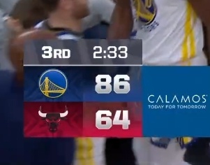 咱们来到最高领先22分  勇士vs公牛