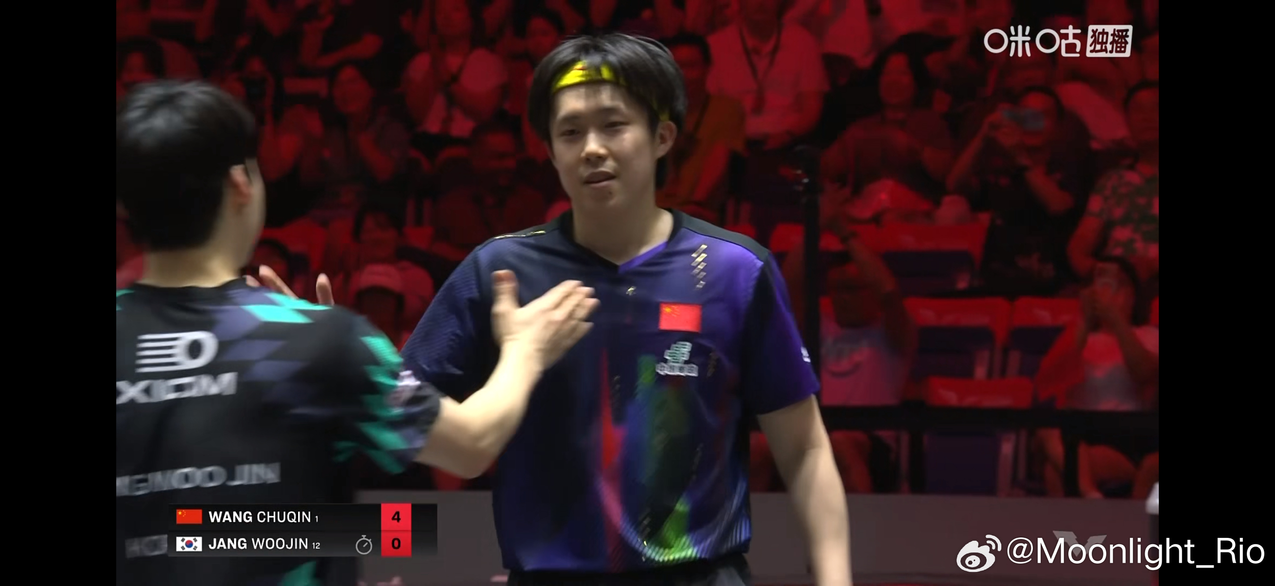 WTT新加坡大满贯2026 男单1/4决赛：🇨🇳王楚钦4比0张禹珍🇰🇷（