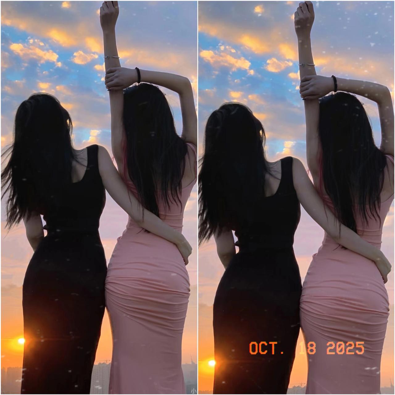 今天出门，可真是大饱眼福！就在街角，我撞见了两位身材超绝的美女，那背影，简直绝了