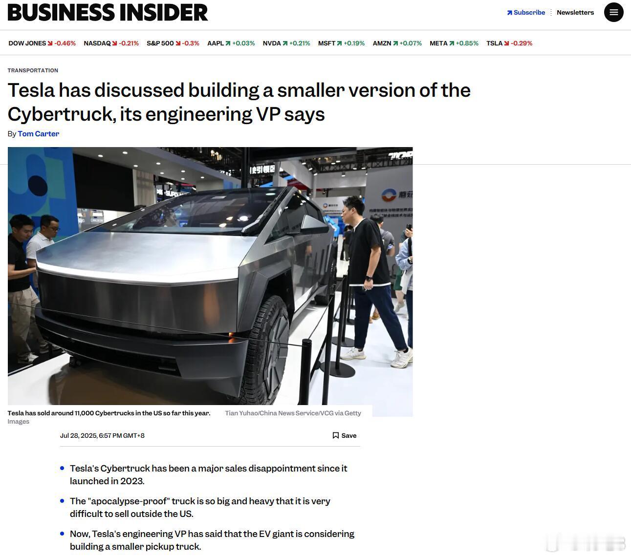 【特斯拉可能在酝酿小一号的Cybertruck[思考]】Business Ins