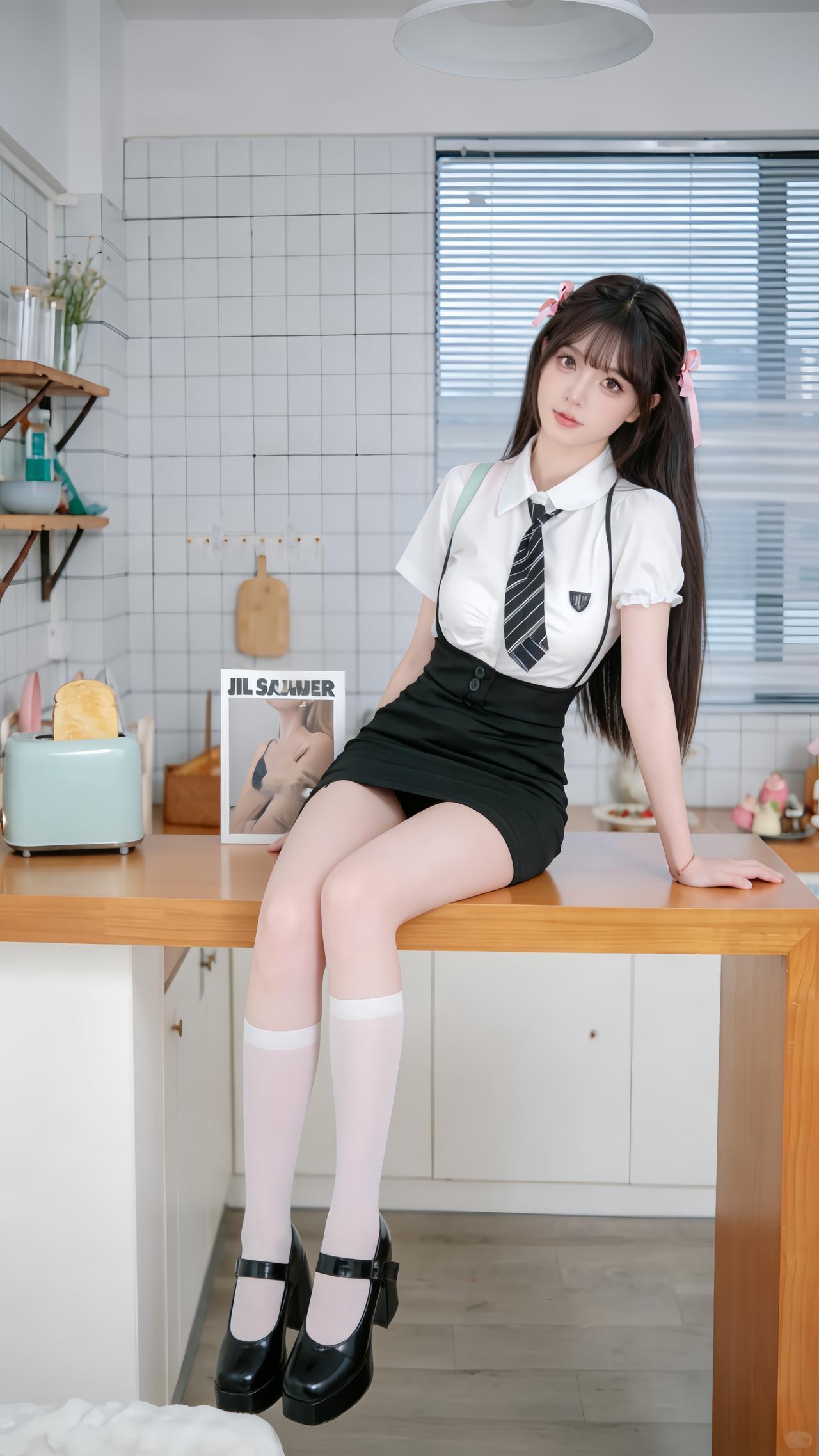 穿搭风格:甜欲学院风
 
少女的穿搭是甜欲学院风，将清纯制服感与柔媚气质巧妙融合