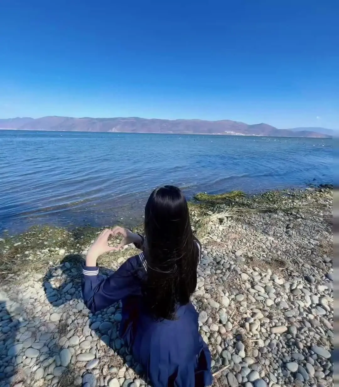 背影 你失约的海我替你看了 一起看海 蓝色治愈系 千年等一回挑战赛
