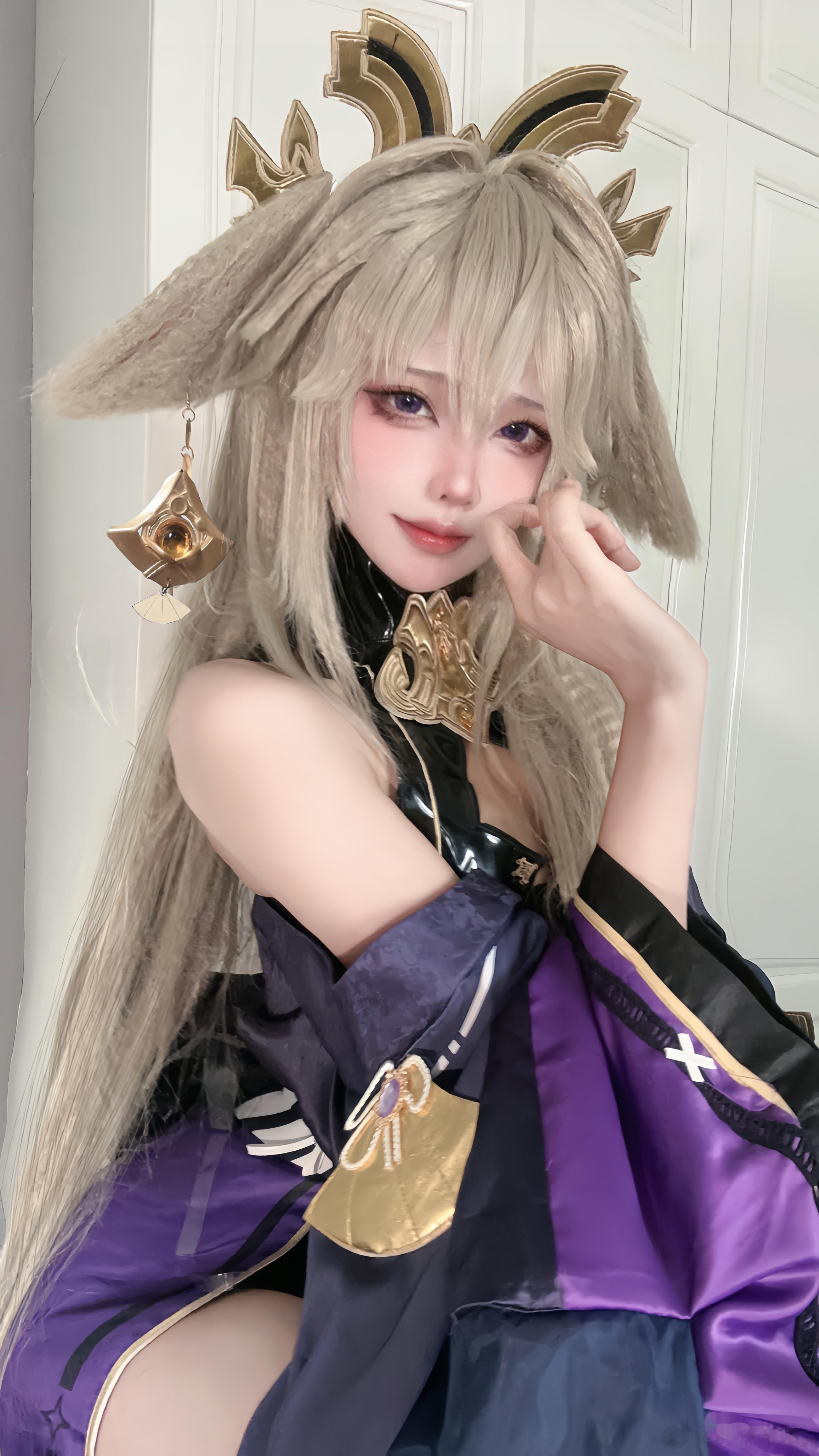 黑八重同人cos[赢牛奶][赢牛奶]#原神##cosplay[超话]##八重神子