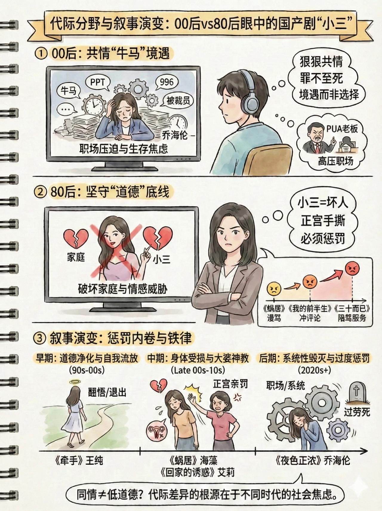 国产影视剧里小三形象的降级，其实暗合了观众侧的普遍焦虑升级！
"仇人见了心软，债