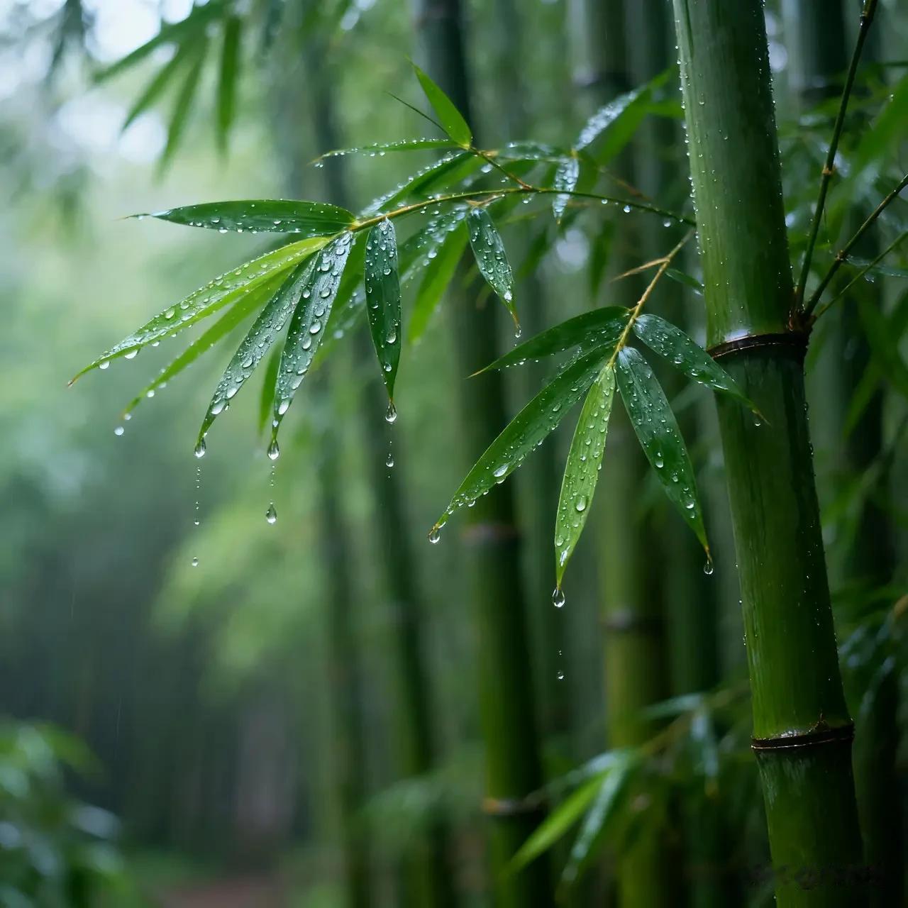 七律·竹林月
幽篁影里玉盘悬，
清光筛碎万重烟。
风穿叶隙鸣寒玉，
露坠阶前润石