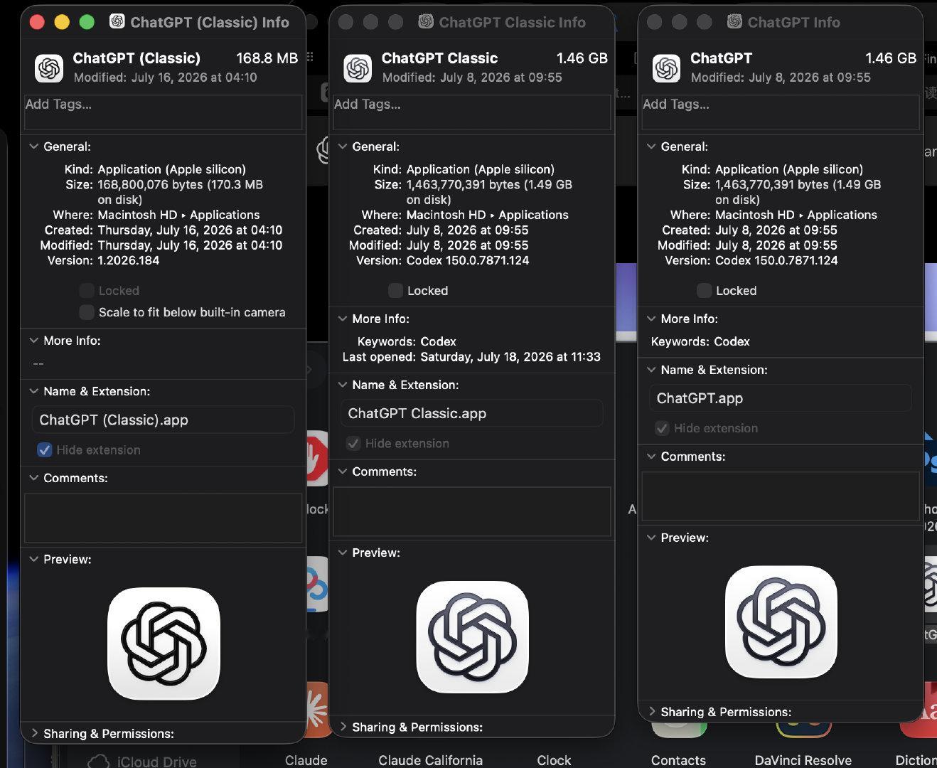 我的 Mac 上现在怎么有仨 ChatGPT app 了？哇打发？ 