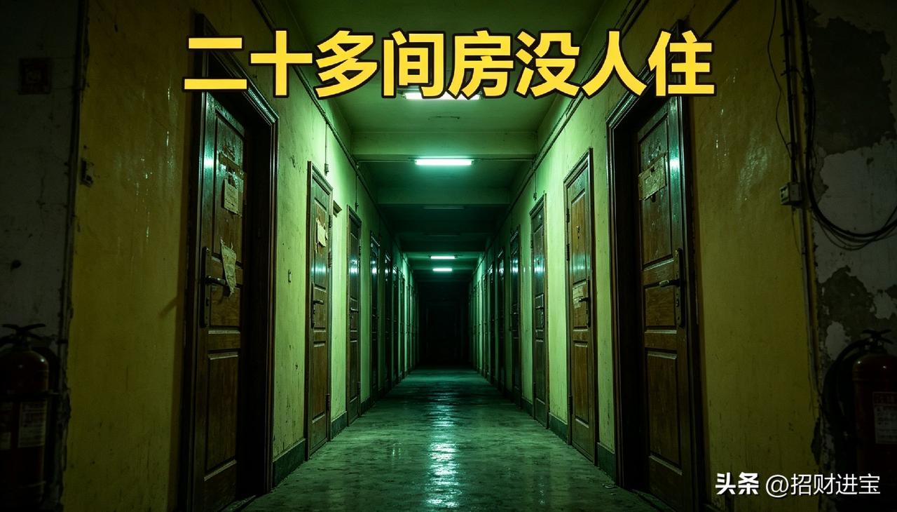 二十多间房，门是不锈钢的，窗户贴着纸，常年不开。
广东台山一个小区，业主十月十八