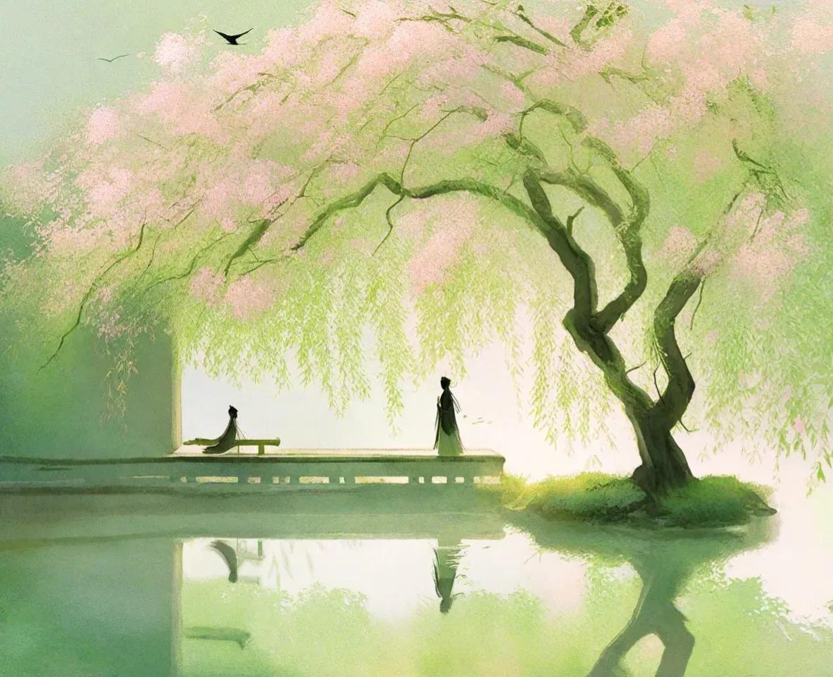 叶上初阳干宿雨、水面清圆，一一风荷举。——周邦彦《苏幕遮·燎沉香》
【释义】荷叶