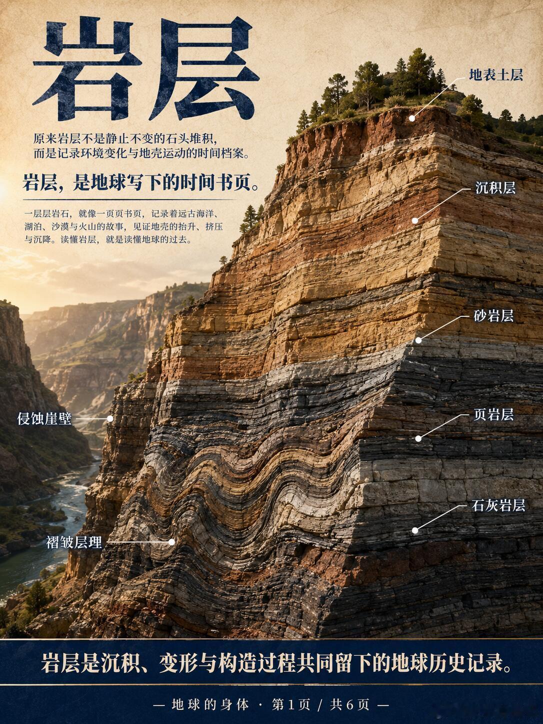 岩层不是一堆石头，是地球写下的时间书页你以为岩层只是山崖上一层一层的石头吗？其实
