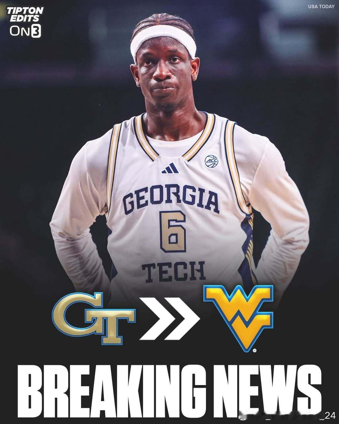 乔治亚理工中锋莫·西拉(Mo Sylla)转学加盟西弗吉尼亚大学这位身高6尺10