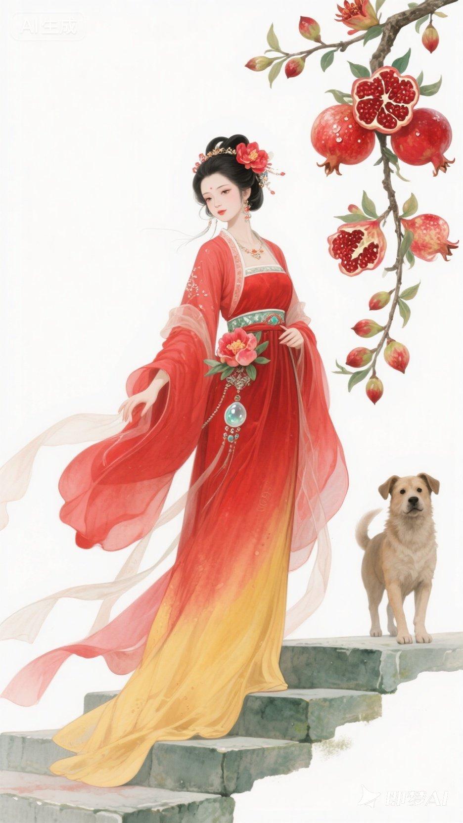 古风美人与小狗的温馨时刻🌸🐶