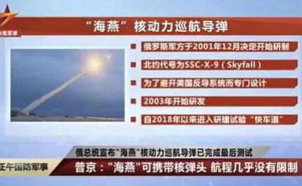 俄罗斯总统普京对外披露，“海燕”核动力巡航导弹已经试验成功！
这种核动力巡航导弹
