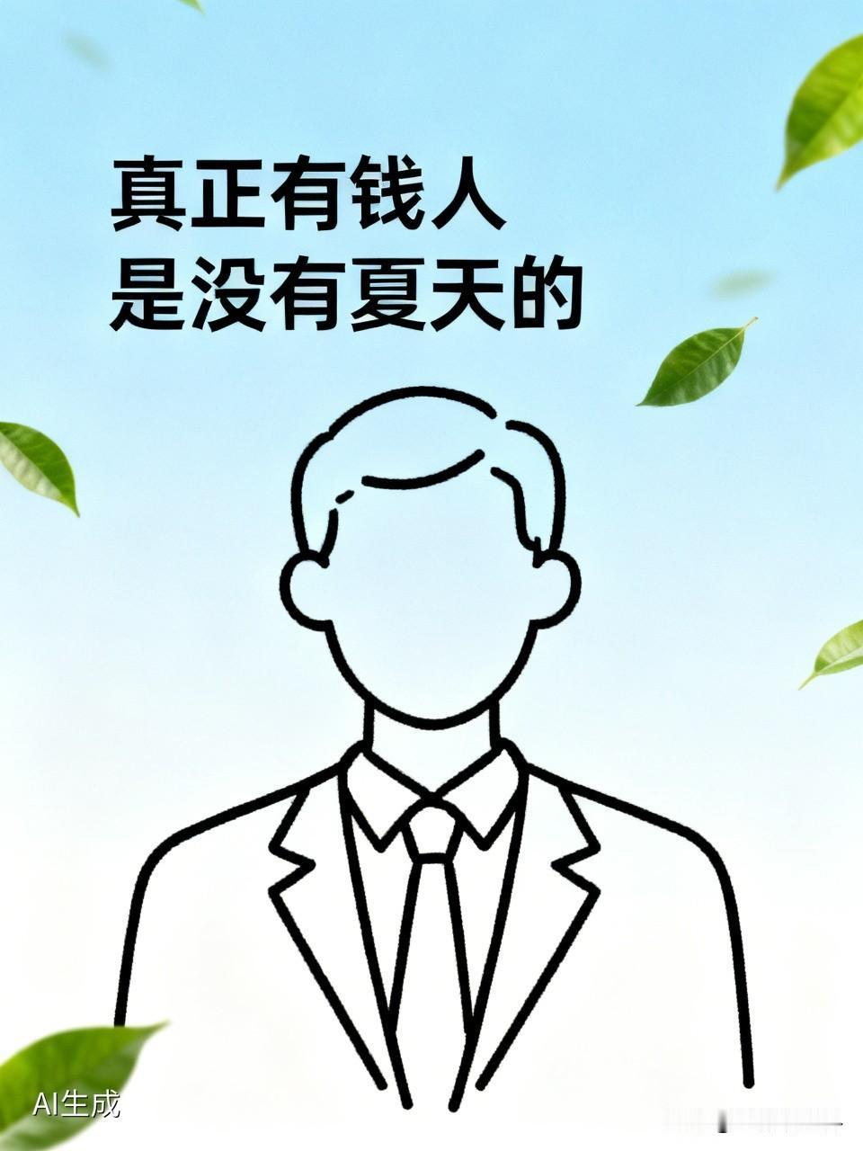 真正有钱人是没有夏天的。你看着大热天他们穿着厚厚的西装感觉很热？

错！他们衬衣