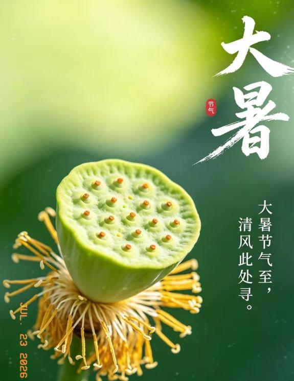 今天就是大暑，2026 年交节在 7 月 23 日凌晨 3 点 12 分。民间老