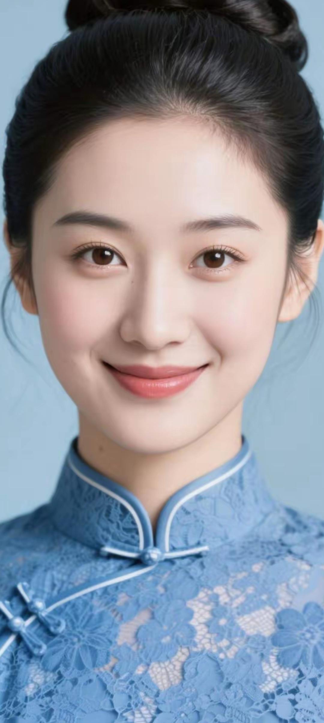 优雅蓝裙，温婉微笑，古典韵味，尽显东方美！