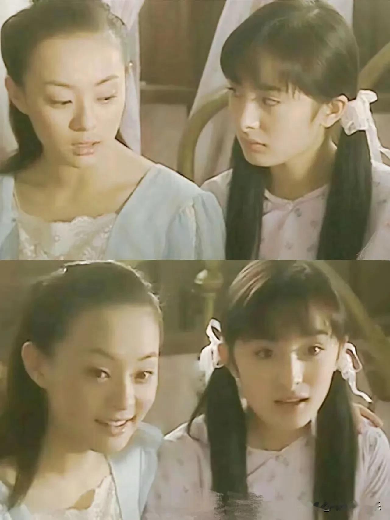 当年17岁杨幂和21岁孙俪演两姐妹，画面十分唯美。
那时候杨幂还是有棱有角的方脸