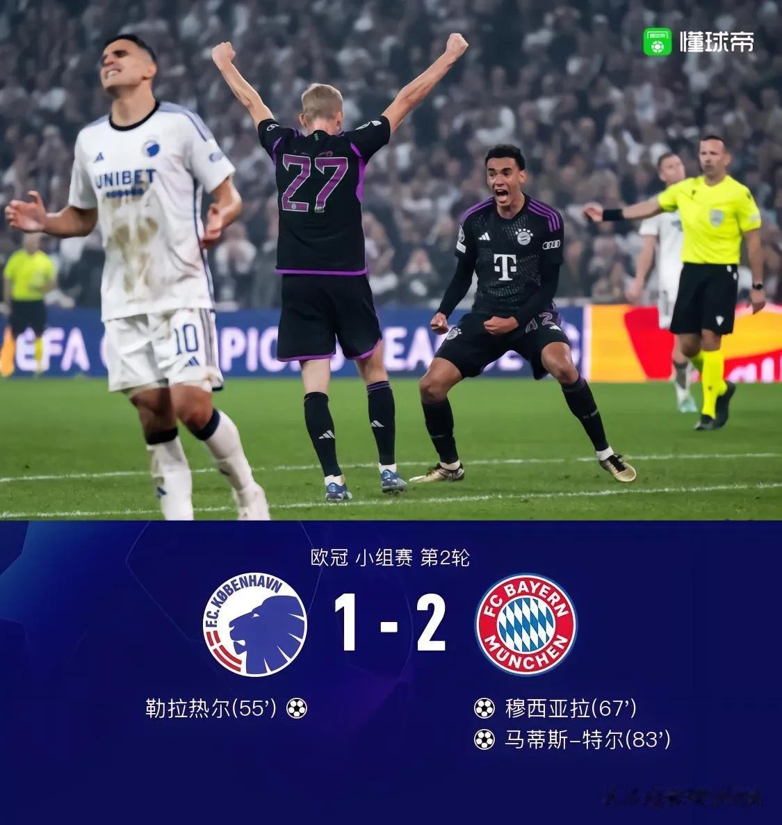 欧冠：拜仁2-1客场逆转哥本哈根，不得不承认三个事实

1，图赫尔要感谢——穆勒