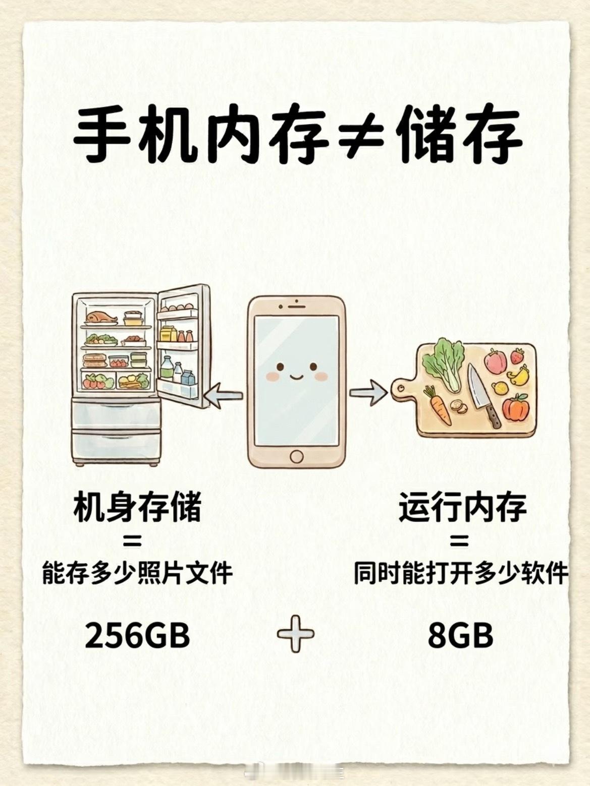 才发现好多人连“内存”和“储存”都搞不清楚？再次强调下，内存＝运存＝运行内存＝R