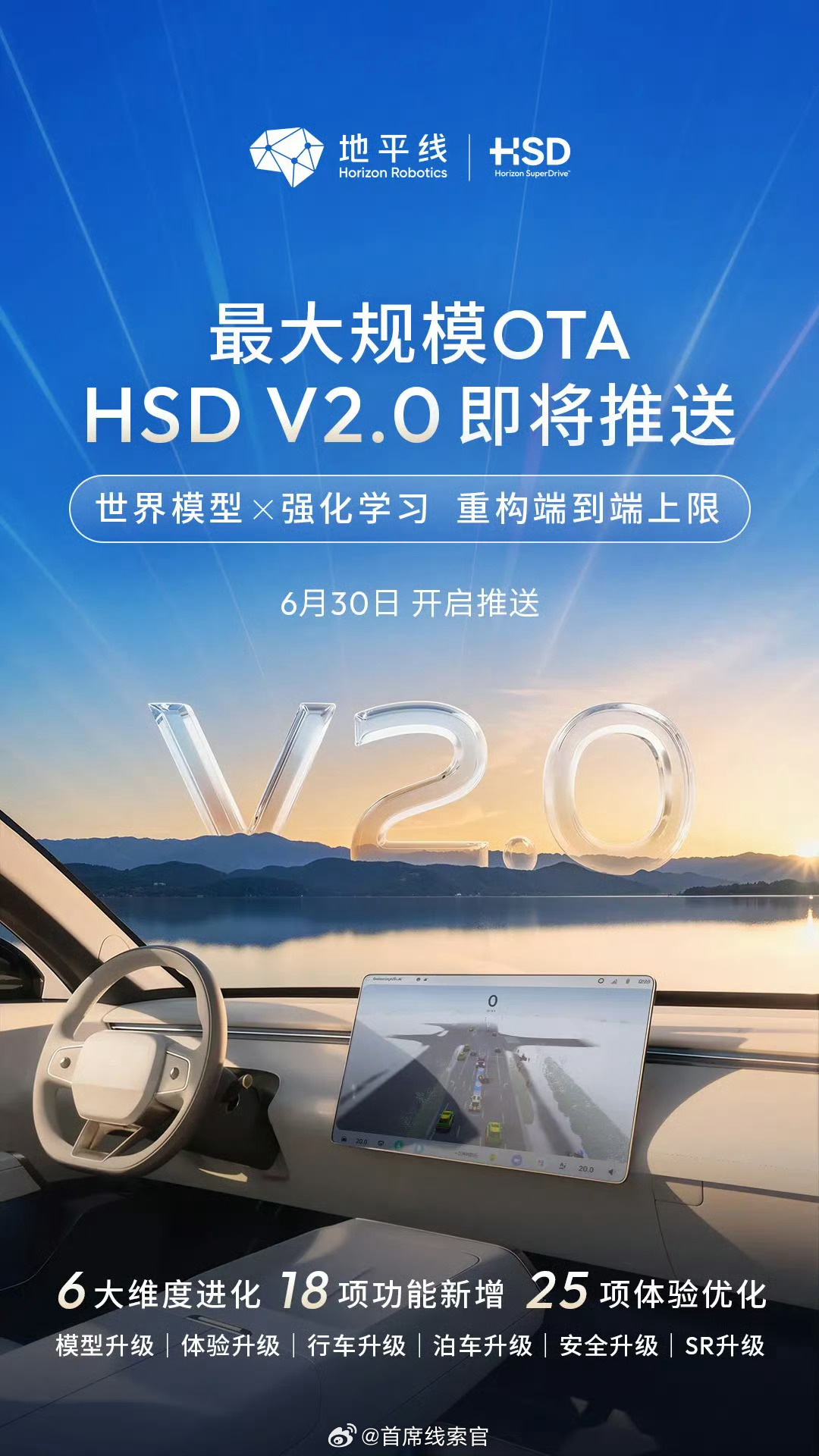 地平线HSD新版本发布地平线发布辅助驾驶系统 HSD V2.0：世界模型 + 端