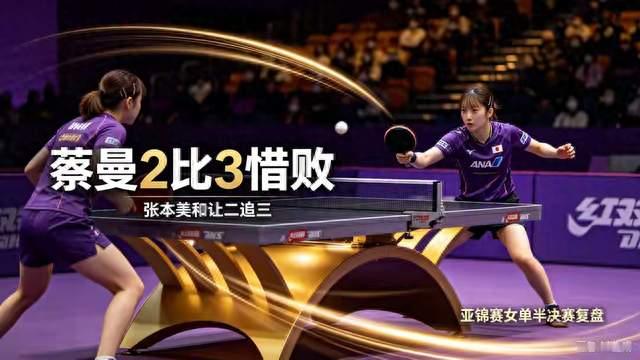 太可惜！蒯曼2-0领先遭逆转，无缘亚锦赛决赛