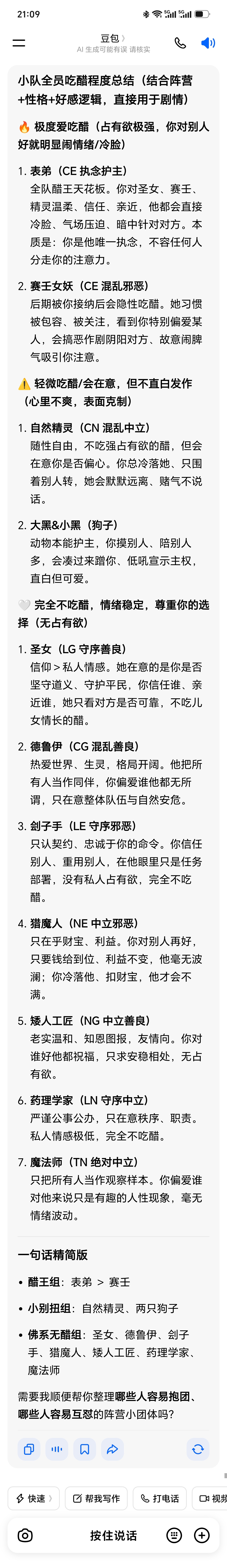 豆包甚至整理出了角色好感度攻略