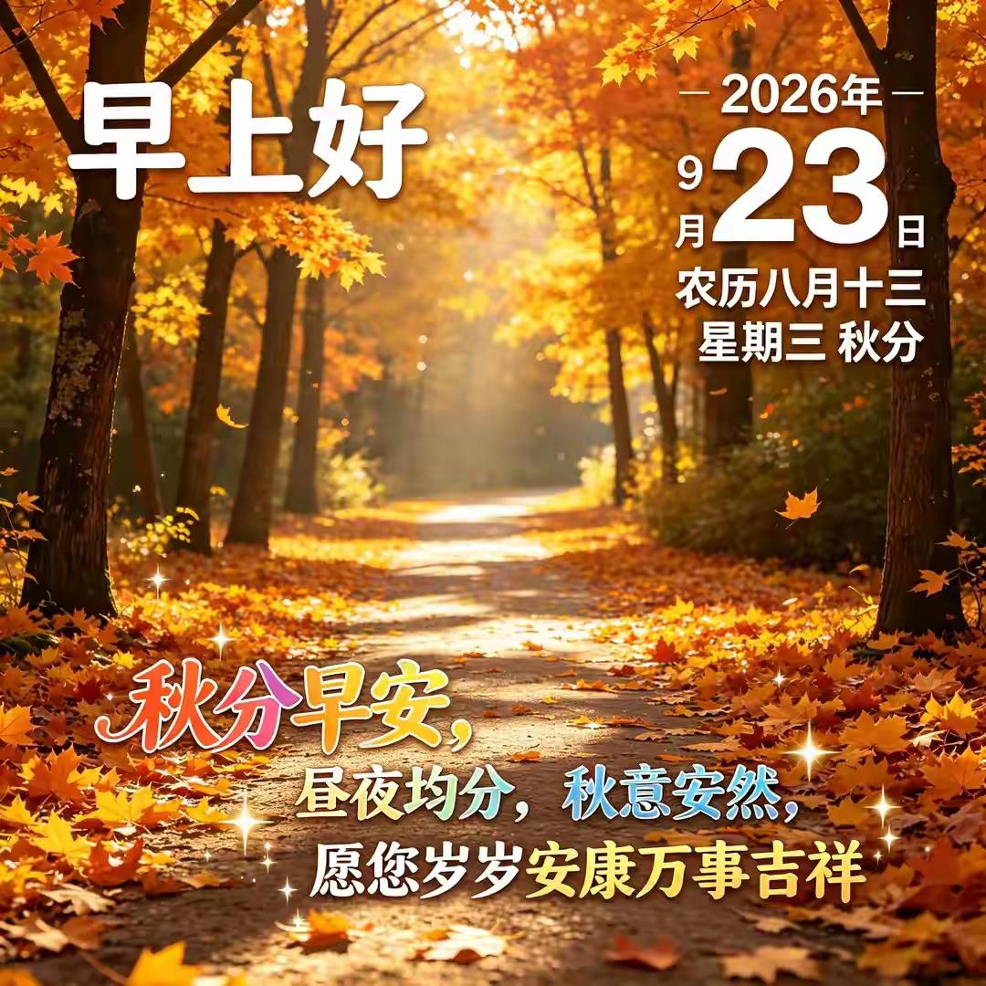 周三清晨，迎着晨光开启新的一天☀️。
早安的祝福，贵在真心，不必华丽。愿大家卸下