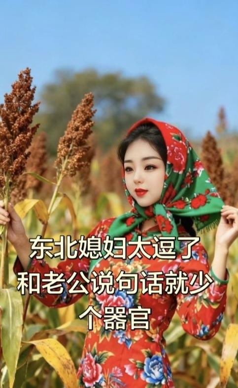 〔欣赏图片〕
图中画面真可爱；
农村姑娘就靓丽；
头戴纱巾在妆点；
花红衣服各外