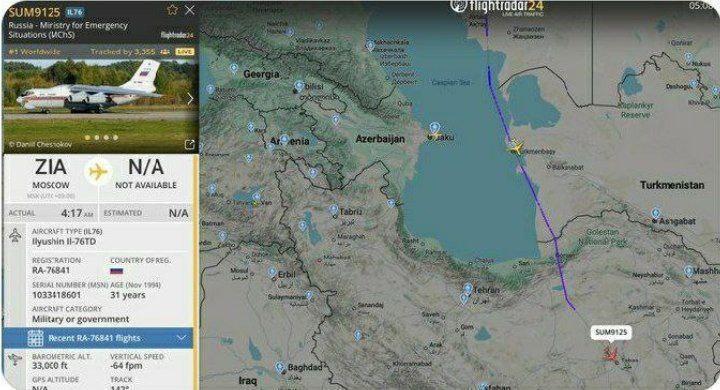 俄罗斯紧急救援服务飞机现已进入伊朗境内。很可能是运送俄罗斯官员和科学家从俄罗斯大