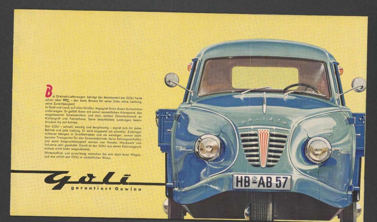 歌莉娅 Goli(1960)
来自德国宝沃旗下的一款三轮货车，帮助德国战后重建。