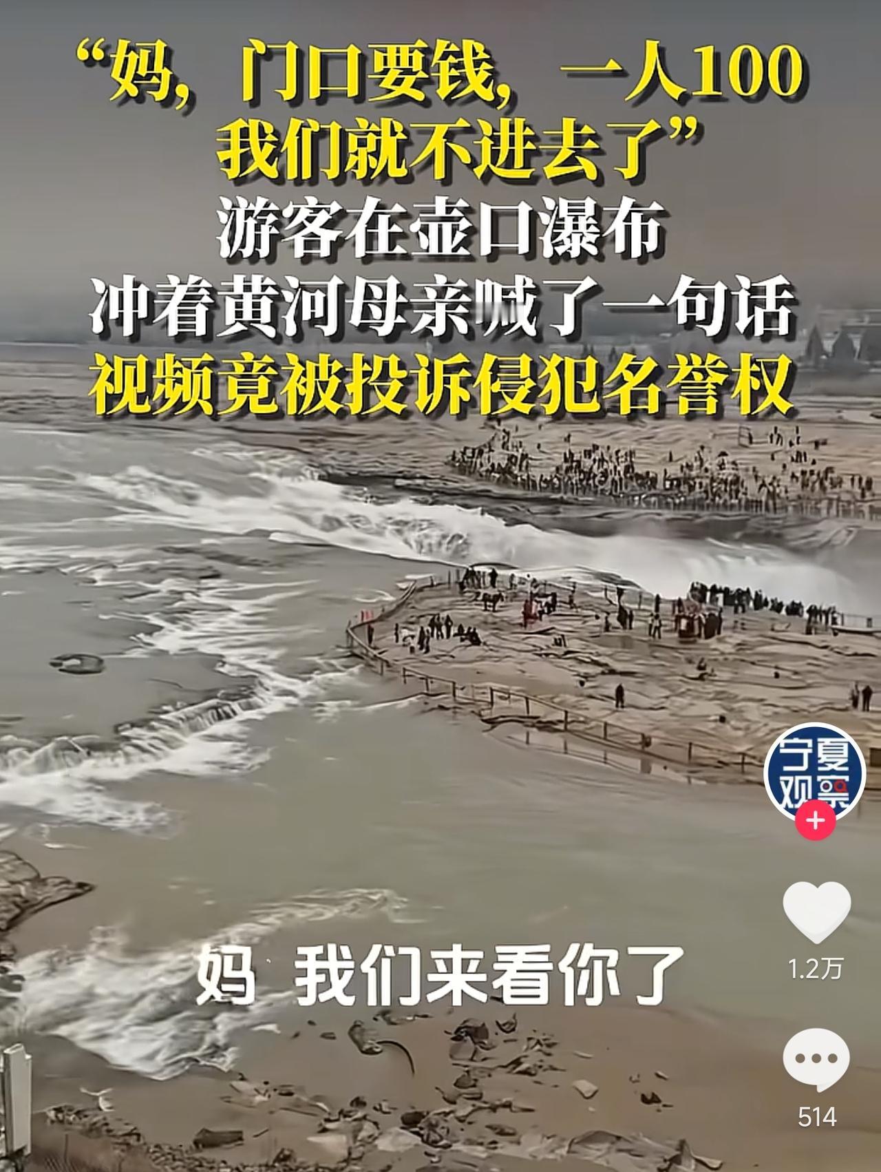 妈，我们来看你了，门票100元，我们就不进去了！
就这样喊了一嘴，真的过分嘛？