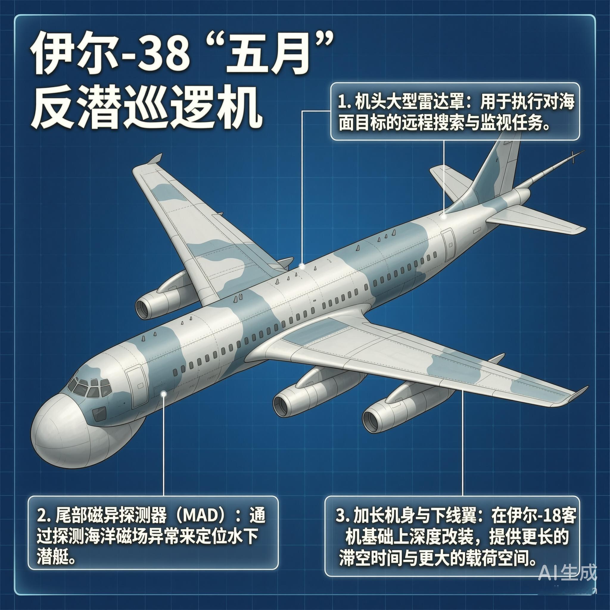 军事ai新视野 俄罗斯伊尔-38“五月”反潜巡逻机伊尔-38“五月”（May）反