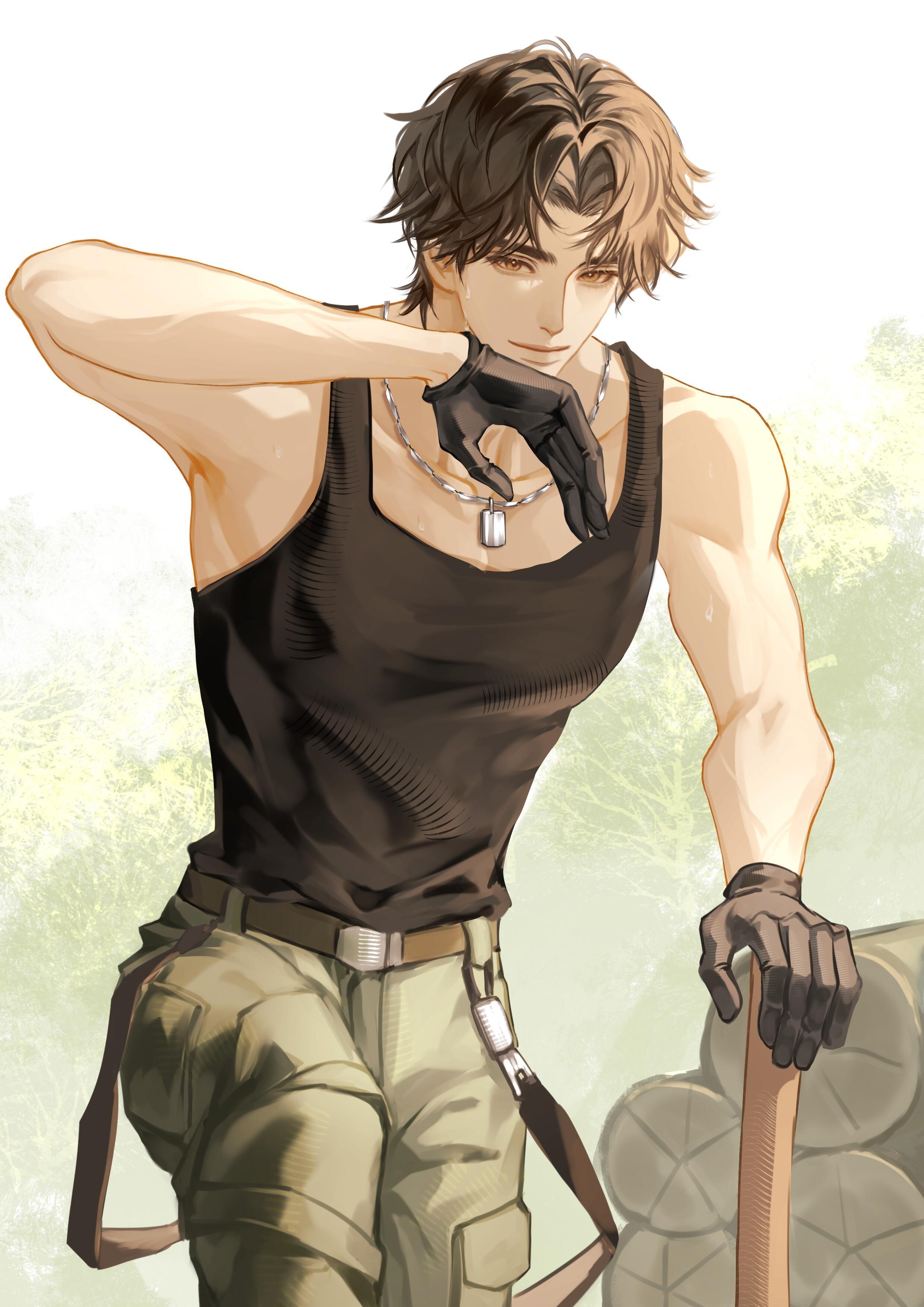 ——怎么走这么近，劈柴时飞出去的木屑伤到你就不好了！——就想给你擦擦汗嘛……世界