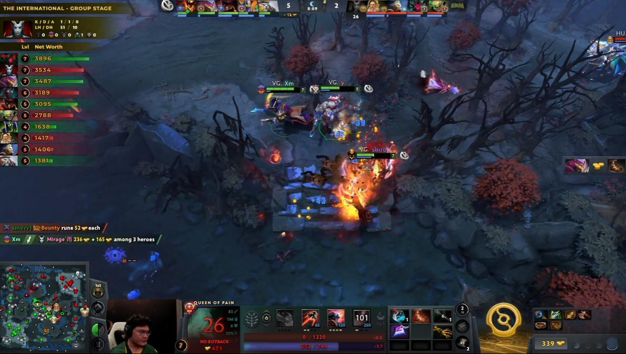 DOTA2TI15 瑞士轮0-1组VG对阵HULIGANI战队BO3第二局，经过