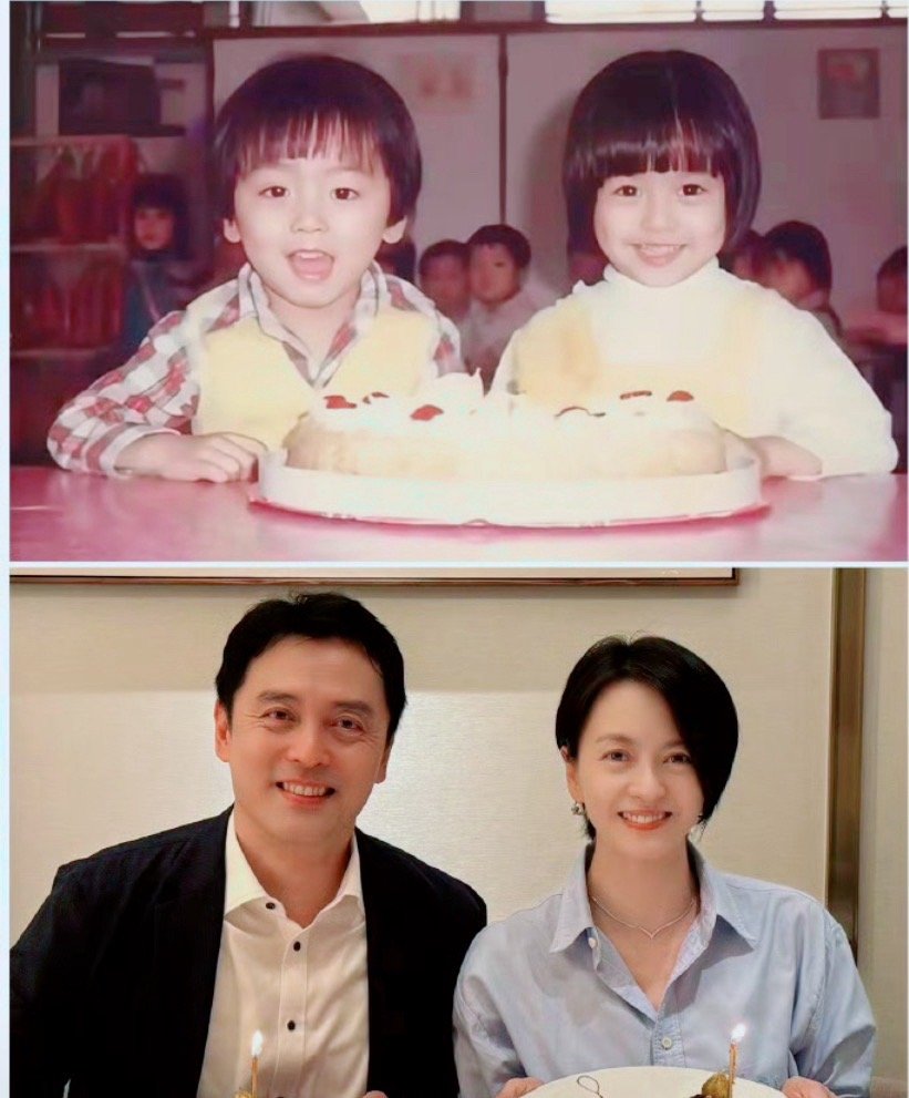 爆光啦：梁咏琪和龙凤胎弟弟一起过50岁生日，姐弟俩童年照和现在对比太好磕了！基因