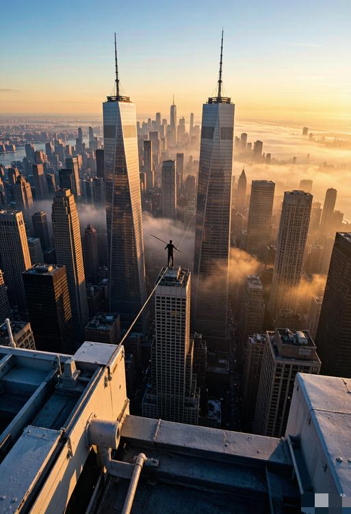 他在400米高空跳舞，警察在楼顶看呆了
1974年8月7日清晨7点，纽约华尔街刚