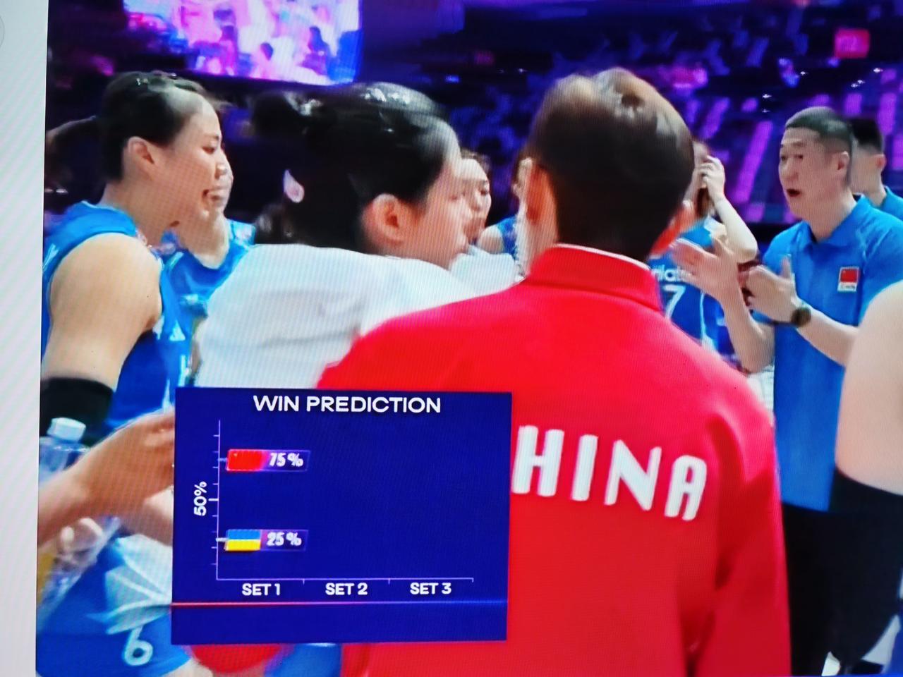2026年7月9号世界女排联赛香港站的比赛，中国女排对阵乌克兰女排，第一局中国女
