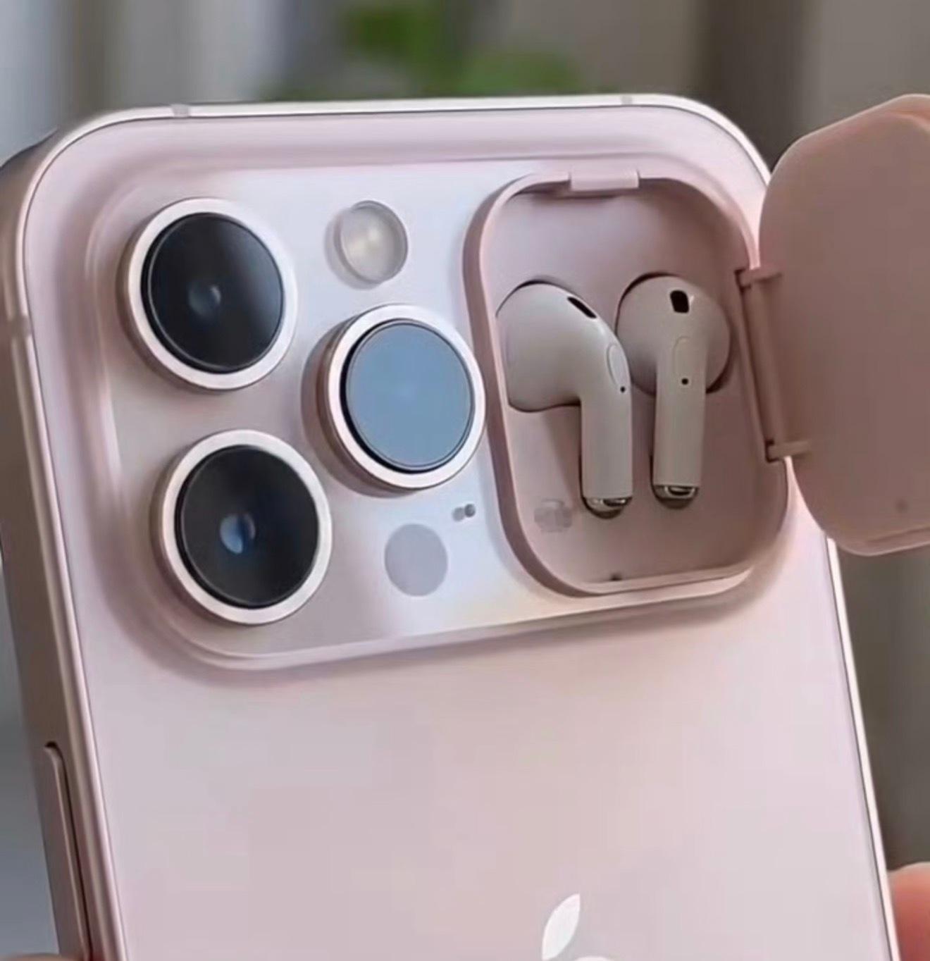 谁懂啊！网传iPhone直接把耳机仓做到手机背面！以后出门不用单独揣耳机充电盒，