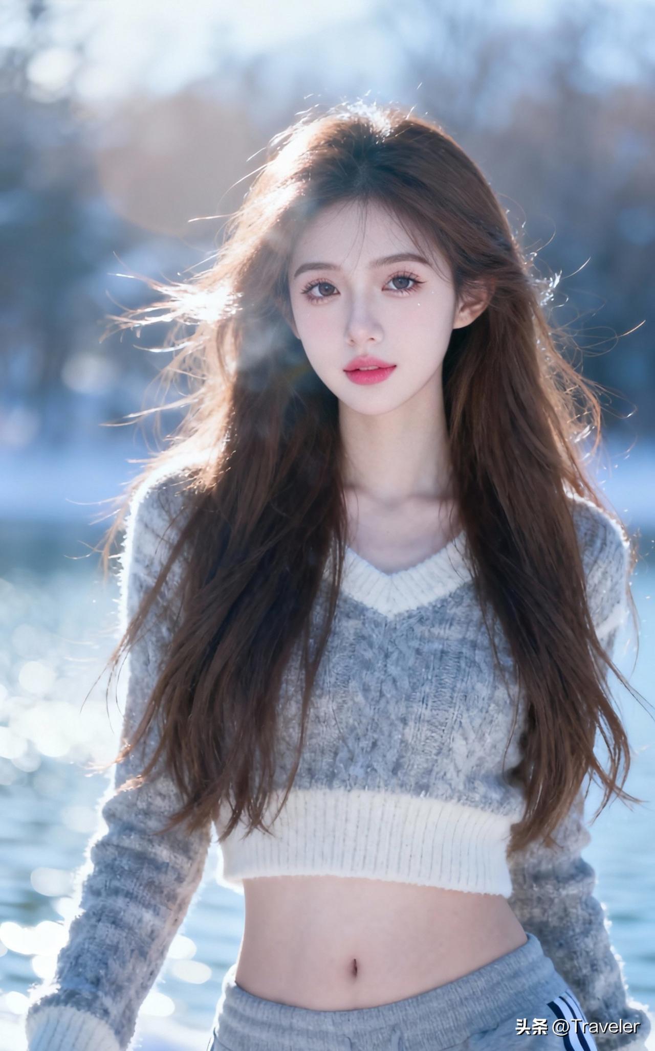 冬日暖阳下的少女，温柔似水，美得令人窒息。🌞💕