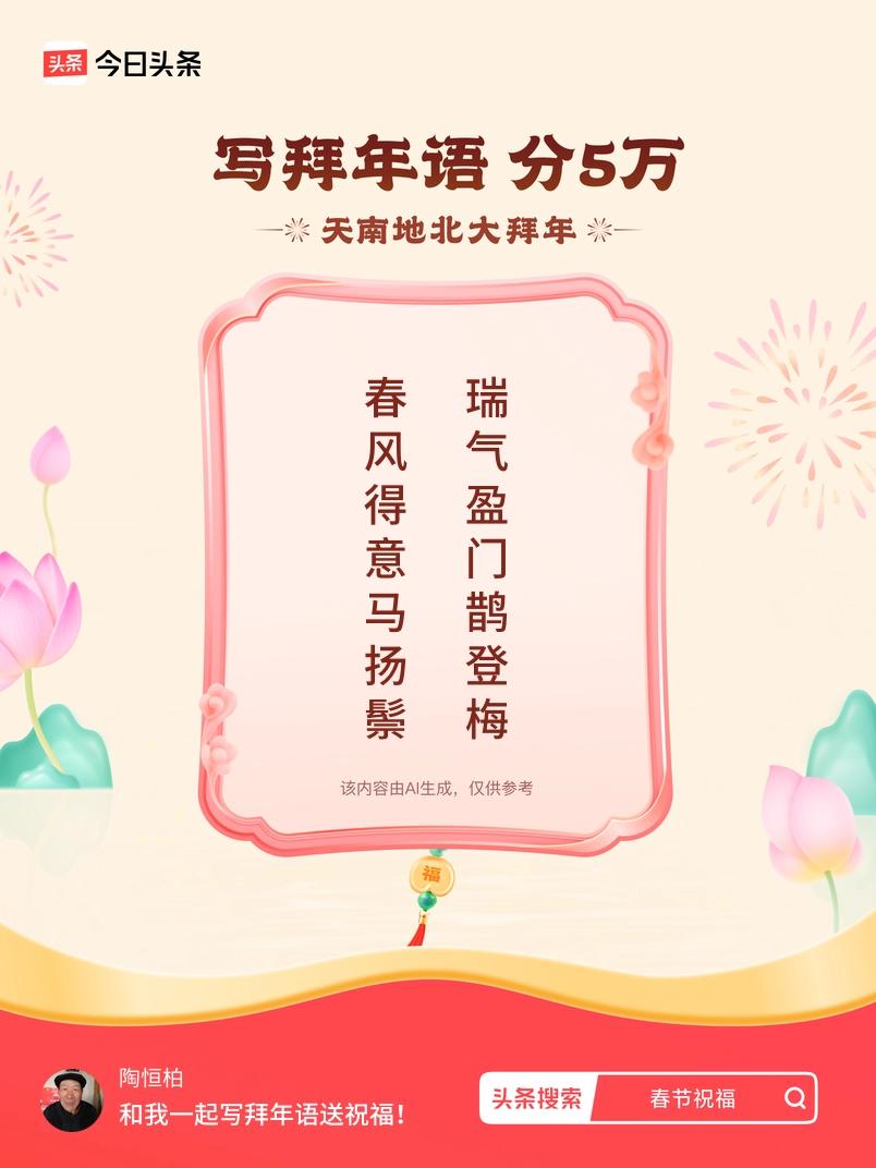 写拜年语送祝福新春拜年送祝福！我的祝福是：“春风得意马扬鬃，瑞气盈门鹊登梅”！快