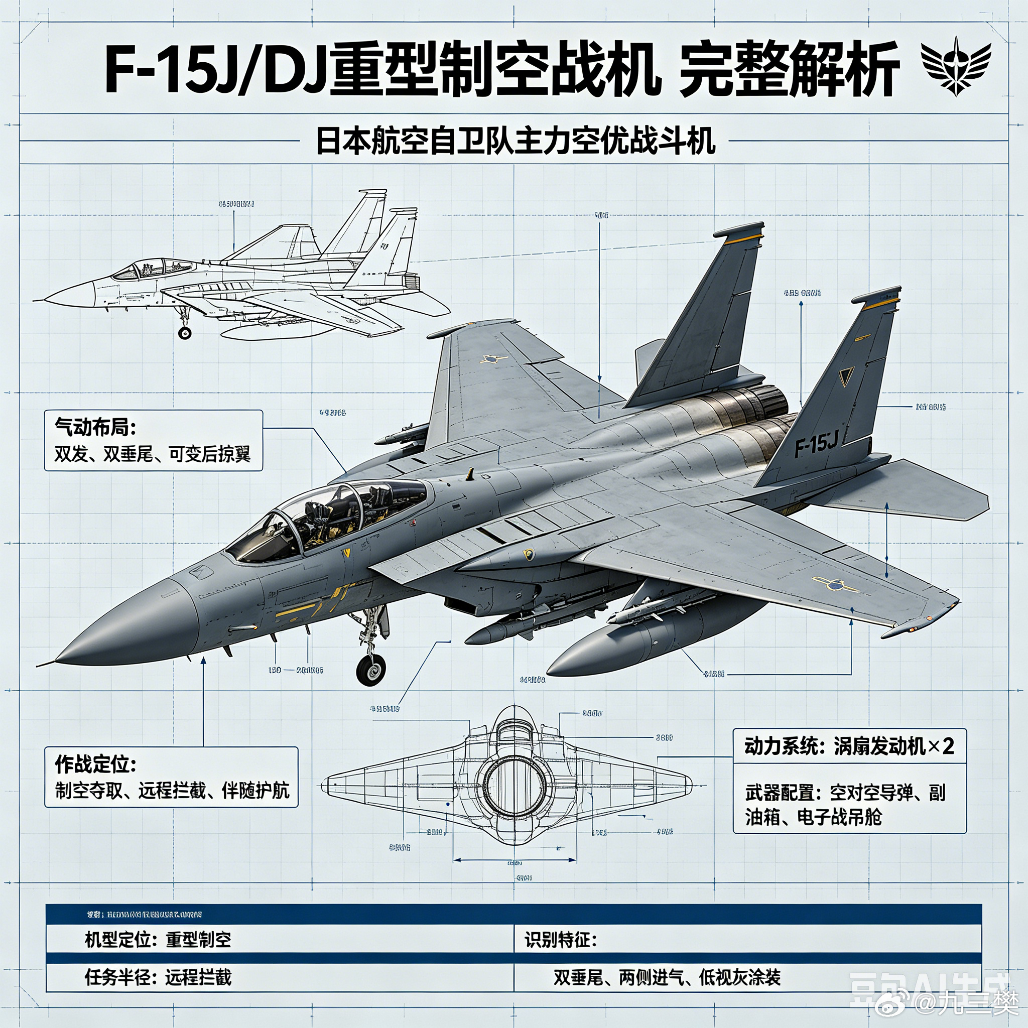 军事ai新视野 日本航空自卫队 F-15J/DJ 重型制空战机 ai热力追踪 一